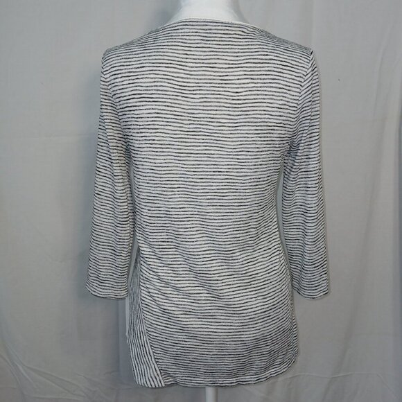 WHITE HOUSE BLACK MARKET 3\4 SLEEVE LINED TOP, BLACK AND WHITE STRIPES, SIZE XS - Picture 7 of 9